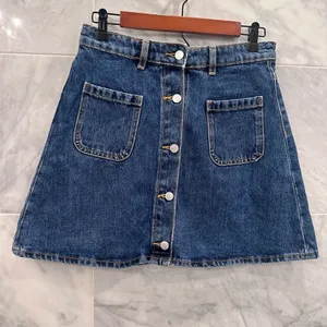 ASOS Monki denim button through mini skirt in mid-blue wash 38 /6 thumbnail 2