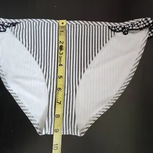 Aerie Stripe Bikini Bottoms with Ruffles NWT Size Medium Full Coverage Bottom thumbnail 6