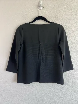 Club Monaco Knit Boat Neck Faux Leather Trim Top Black XSmall thumbnail 3