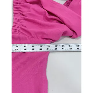 L*Space Bright Pink Puff Sleeve Square Neck Button Front Mini Dress‎ M thumbnail 7
