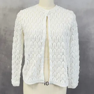 Vintage 60s Americana Womens Pointelle Knit Cardigan Sweater‎ Size Medium Japan thumbnail 2