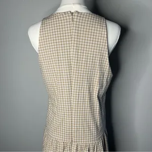 Abercrombie & Fitch Light Brown Check High Neck Drop Waist Sleeveless Midi Dress thumbnail 9