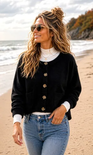 Free People Luna Cardigan Black Size L thumbnail 1