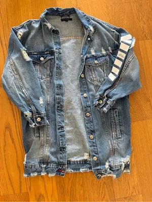 Fiore Oversized Denim Jacket with Beach Detail Womens Small thumbnail 1