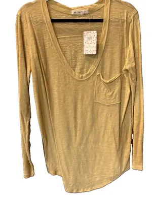 Free People NWT We The Free Deep Scoop Neck L/S Pocket Tee T-Shirt thumbnail 1
