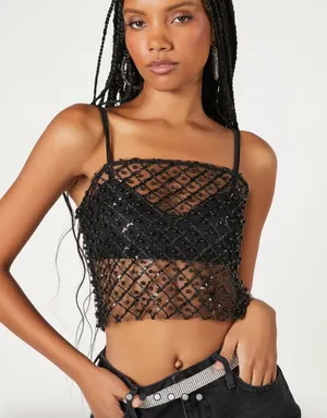 Forever 21 Sheer Beaded Cami thumbnail 2