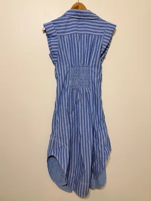 Anthropologie Pilcro Striped Sleeveless Wrap Shirt Dress Button Down XS Blue thumbnail 8