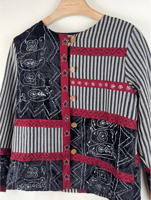 Brownstone Studio Vintage Patchwork Embroidered Velvet Jacket Size S Boho Black thumbnail 3