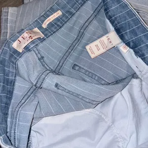 7 For All Mankind Jen 7 Striped Light Denim Cropped Wide Leg Jeans thumbnail 7
