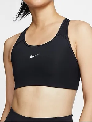Nike Dry Women's Swoosh Black Sports Bra Size M Gym Workout Activewear Pilates thumbnail 1