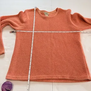 Vintage LL Bean Orange Chunky Knit Cotton Crew Neck Pullover Sweater SMALL thumbnail 7