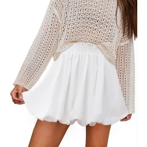 NEW White Bubble High Waisted Ruffle Poof Cotton Blend Mini Skirt M thumbnail 2