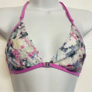 Pink Victoria's‎ Secret Bralette Small Purple Tie Dye Lace Strappy Racerback thumbnail 1