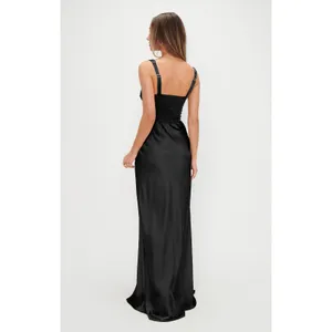Show Me Your Mumu Lana Maxi Dress in Black Luxe Satin S thumbnail 7