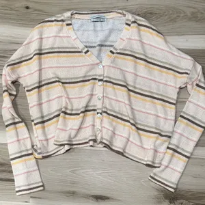 Urban Outfitters Waffle Knit Striped Oversized Cropped Cardigan Women’s XS thumbnail 1