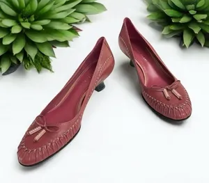 Antonio Melani Shoes Margherit 001 Dusty Rose Pink Leather With Bow Low Heels 9M thumbnail 1
