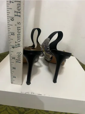 Franco Sarto size 8 Pointed Snake-Print Slingback Pumps in Beige and Black thumbnail 8