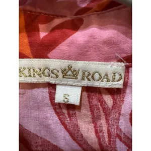 Kings Road Belted Tiered‎ Mini Dress Block Print Pink Red Size Small Shirtdress thumbnail 6