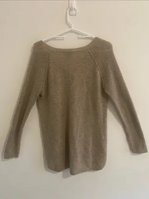 Griffin Cashmere V Neck Sweater Oatmeal Tan Size M thumbnail 5