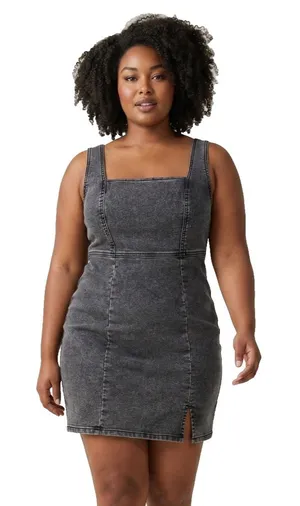 No Boundaries Womens Denim Pinafore Dress Size XL Gray Wash Mini Overall Casual thumbnail 1