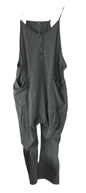 Women’s Charcoal Gray Relaxed Jumpsuit with Button Front NWOT thumbnail 1