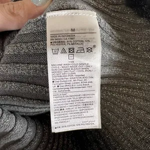 Gap Womens Metallic Ribbed Turtleneck Sweater Gray Silver Shimmer Long Sleeve‎ M thumbnail 5