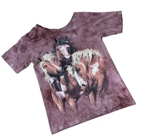 The Mountain Horse Graphic T-Shirt Womens S Brown Tie Dye Western Cut Neck Tee‎ thumbnail 1