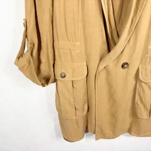 Free People Medium Jacket Charly‎ Blazer Beige Tan Linen Button Cinched 1090 thumbnail 10