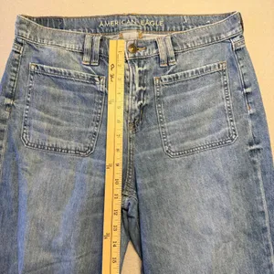 American Eagle 90s Wide Leg Patch Pocket Denim Jeans Blue Women Size 10 Regular thumbnail 6