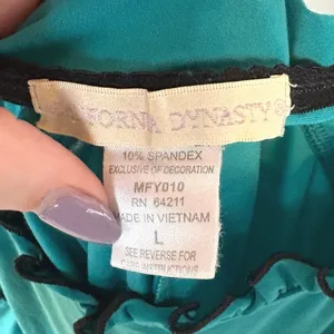 Y2K Babydoll Teal Mini Slip Dress Lolita Bows Ruffle Lingerie Kawaii Large thumbnail 9