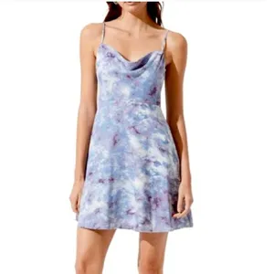 ASTR The Label Purple Marble Print Cowl Neck Spaghetti Strap Mini Dress‎ XL thumbnail 3