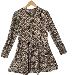 ZARA Leopard Print Babydoll Mini Dress Size S Skater Brown Animal Print Indie thumbnail 4