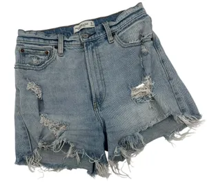 Abercrombie Fitch Y2K Mom Jean Women Short Sz 4/27 Festival Cutoff Denim Indie thumbnail 1