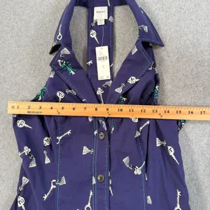 Maeve The Amelia Collared Mini Dress Size Medium Navy Blue Key Button Front New thumbnail 6
