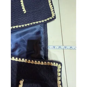WD.NY Jacket Womens Medium Blue Tweed Scalloped Trim Old‎ Money Professional thumbnail 12