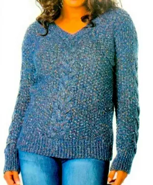 Adrienne Vittadini Blue Confetti Flecked Cable Knit Tunic Sweater XXL thumbnail 1