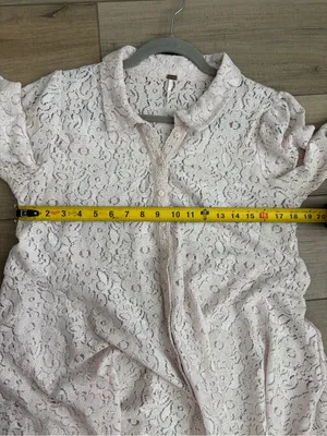Free People Heather Lace Boho Romantic Long Sleeve Tunic Champagne Dream M thumbnail 8