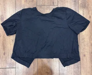 The Upside Track Mesh Crop Performance Black Active Open Back Top Women's L READ thumbnail 1