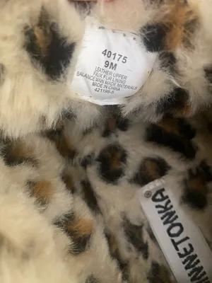 Minnetonka Suede Leather Leopard Print Faux Fur Trimp Moccassin Loafer Women's 9 thumbnail 7