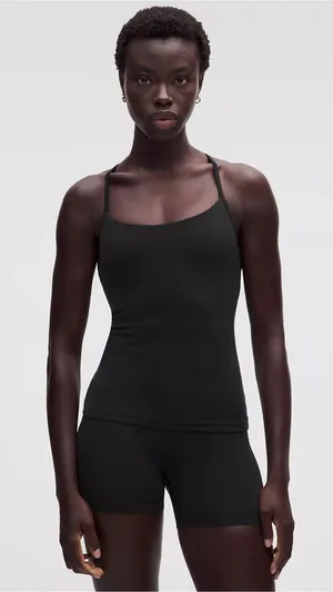 Lululemon Flow Y Performance Yoga Tank Top Light Support Black Logo Size 6 thumbnail 1