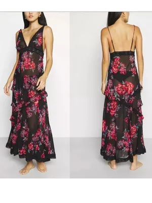 Free People Stay Awhile Sleeveless Maxi Dress Women's Sheer Boho Whimsigoth thumbnail 2