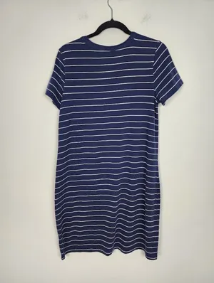 Old Navy Blue Striped Cotton Blend Dress L thumbnail 4