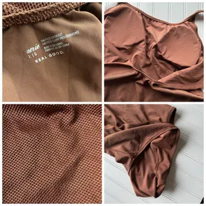 Aerie One Piece Cheekiest Swimsuit Pique Babewatch Brown Size Large Swimwear thumbnail 7
