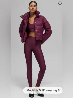 ALO Yoga NWT Gold Rush Puffer Jacket Burgundy with Zipper pockets Size S thumbnail 5
