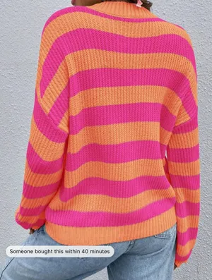 SHEIN striped knit sweater thumbnail 2