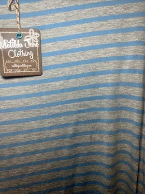 Matilda Jane Blue and Gray Striped Asymmetrical Tunic Dress thumbnail 3