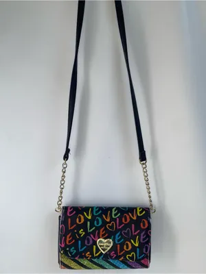 Betsey Johnson Luv Love is Love rainbow sparkle crossbody purse clutch handbag thumbnail 2