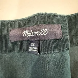Madewell Corduroy Puff Sleeve V-Neck Button Front Top Womens Size XS Dark Green thumbnail 6