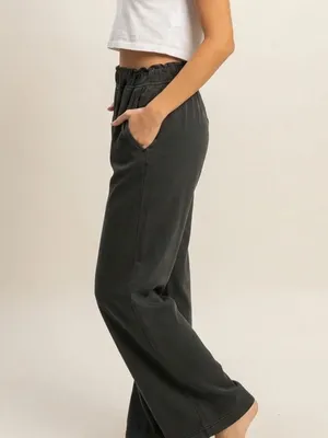 NEW Double Zero Black 100% Cotton Wide Leg Flare Pants – Medium thumbnail 6