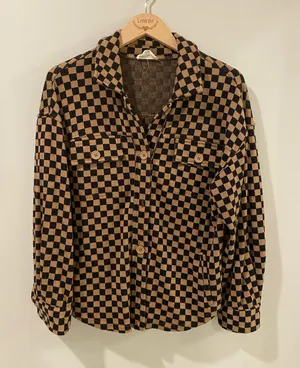 Checkered Brown and Black Shacket thumbnail 1